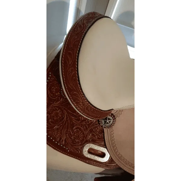 14" 15" 16" Double T Barrel Style Saddle with Texas Star Concho