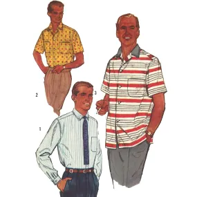 1950's Sewing Pattern: Men's Sports Shirt  with Yoke & Pocket - Chest 38”-40” (96.5cm-101.6cm)