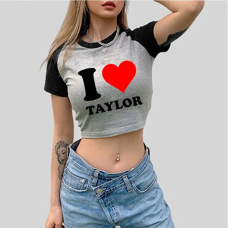 2000s Y2k 1989 Custom Crop Top I Love Taylor Grunge Crop Top