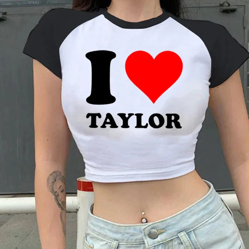 2000s Y2k 1989 Custom Crop Top I Love Taylor Grunge Crop Top