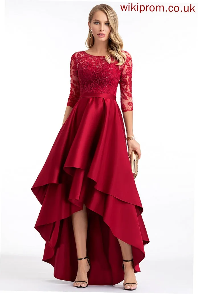 A-line Formal Dresses Dresses Round Neck Satin Gloria