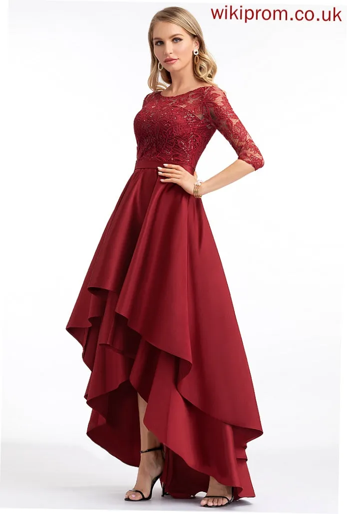 A-line Formal Dresses Dresses Round Neck Satin Gloria