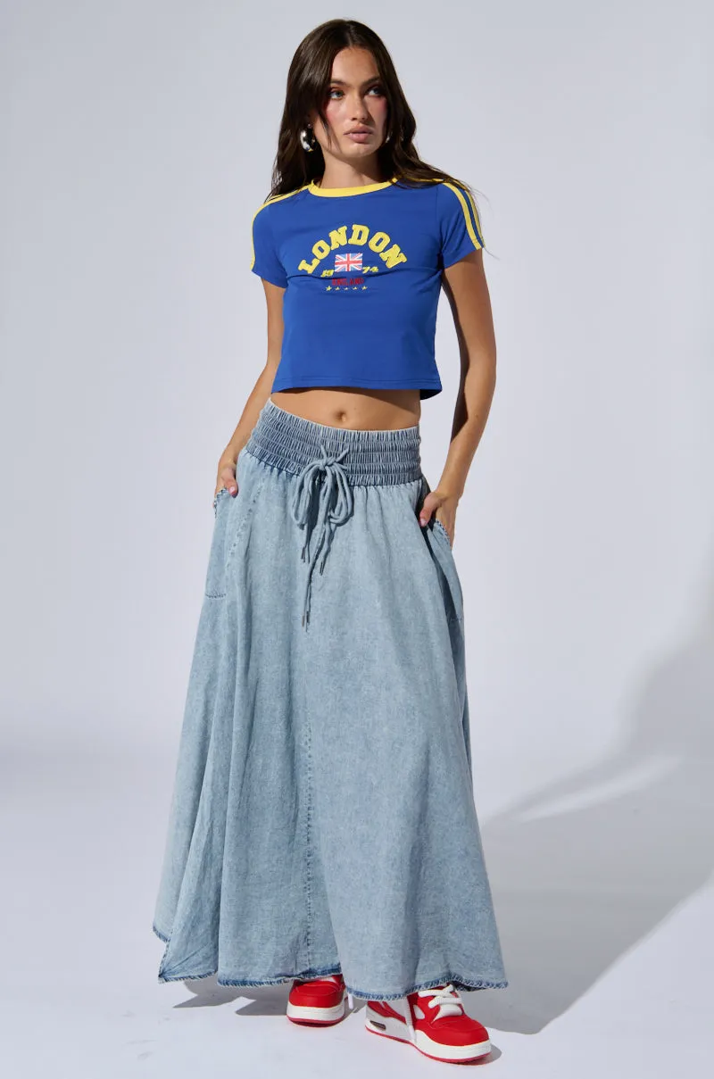 ALEX ACID WASH DENIM MAXI SKIRT