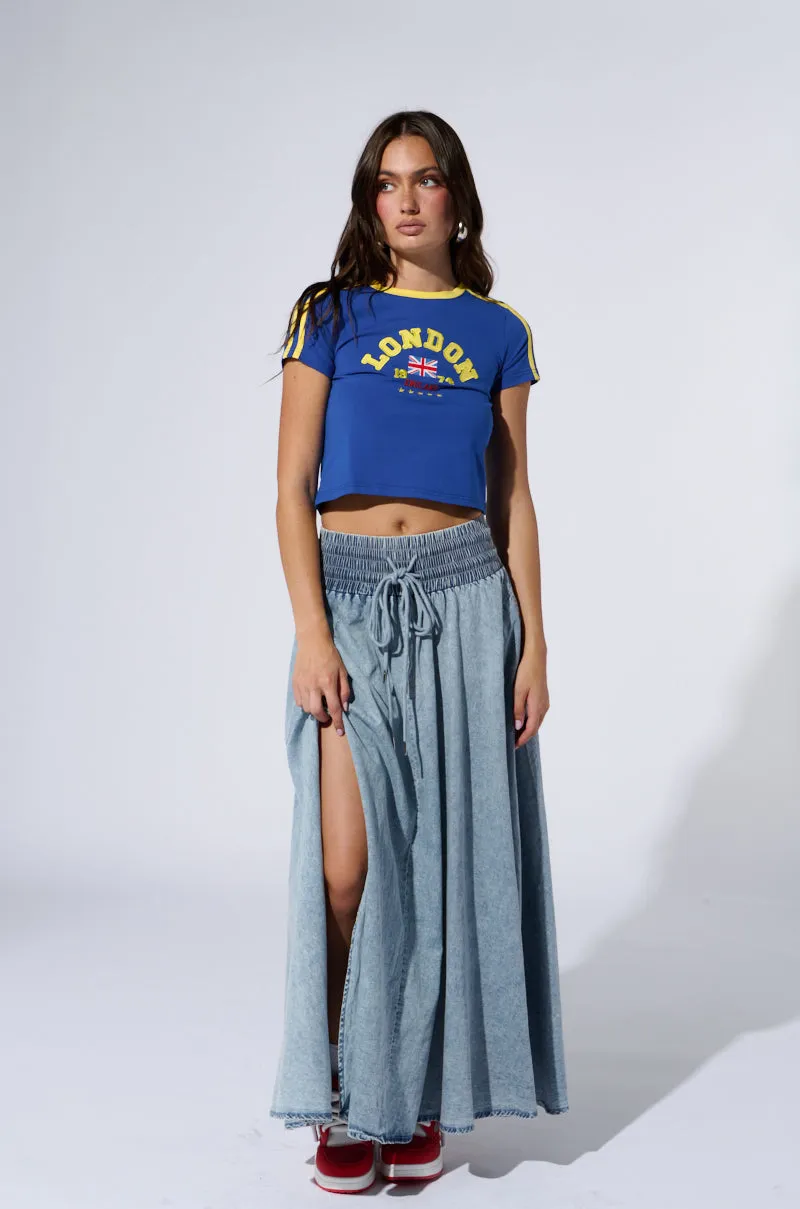 ALEX ACID WASH DENIM MAXI SKIRT