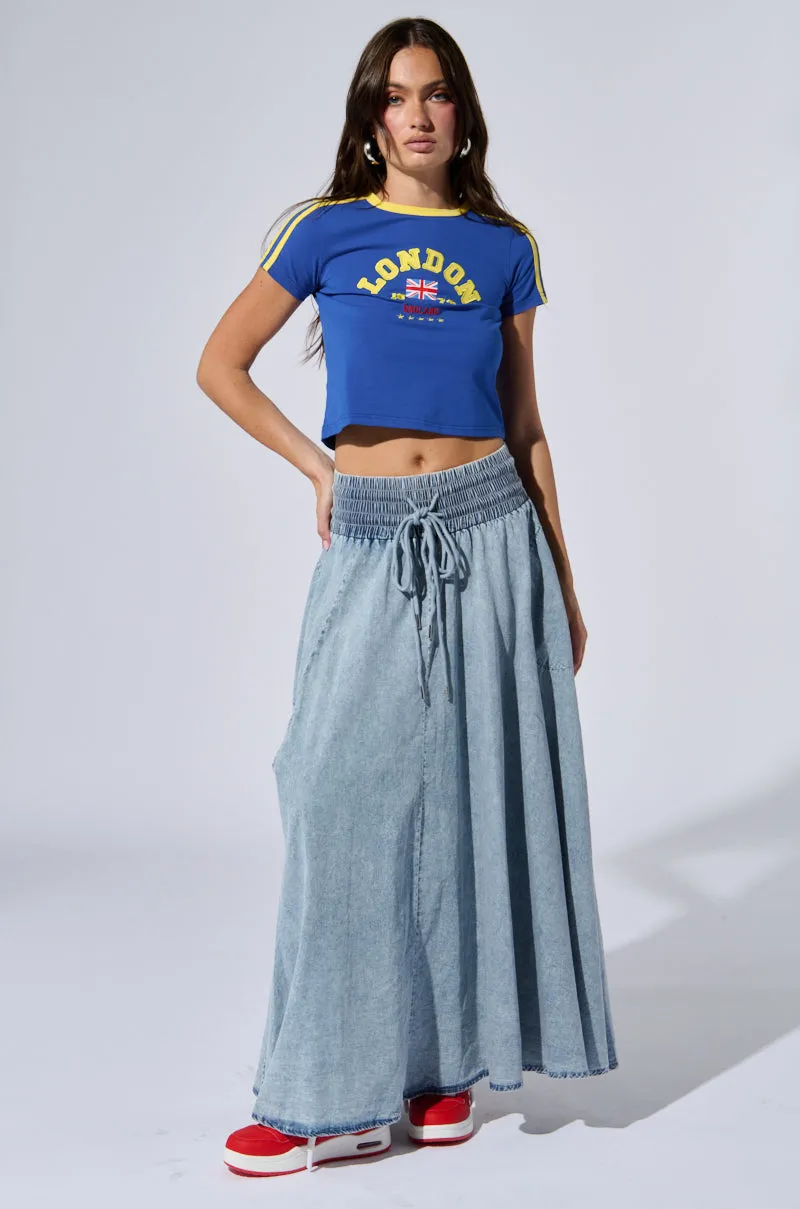 ALEX ACID WASH DENIM MAXI SKIRT