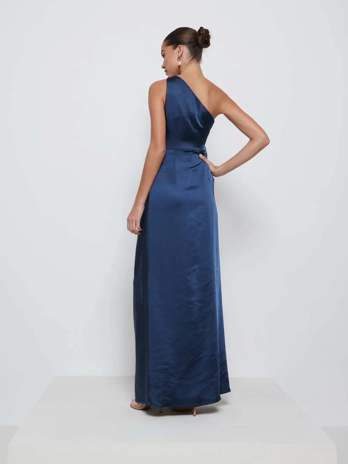 Amelia Ruched Maxi Bridesmaid Dress - Navy