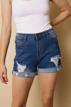 Amy Folded Distressed Denim Shorts