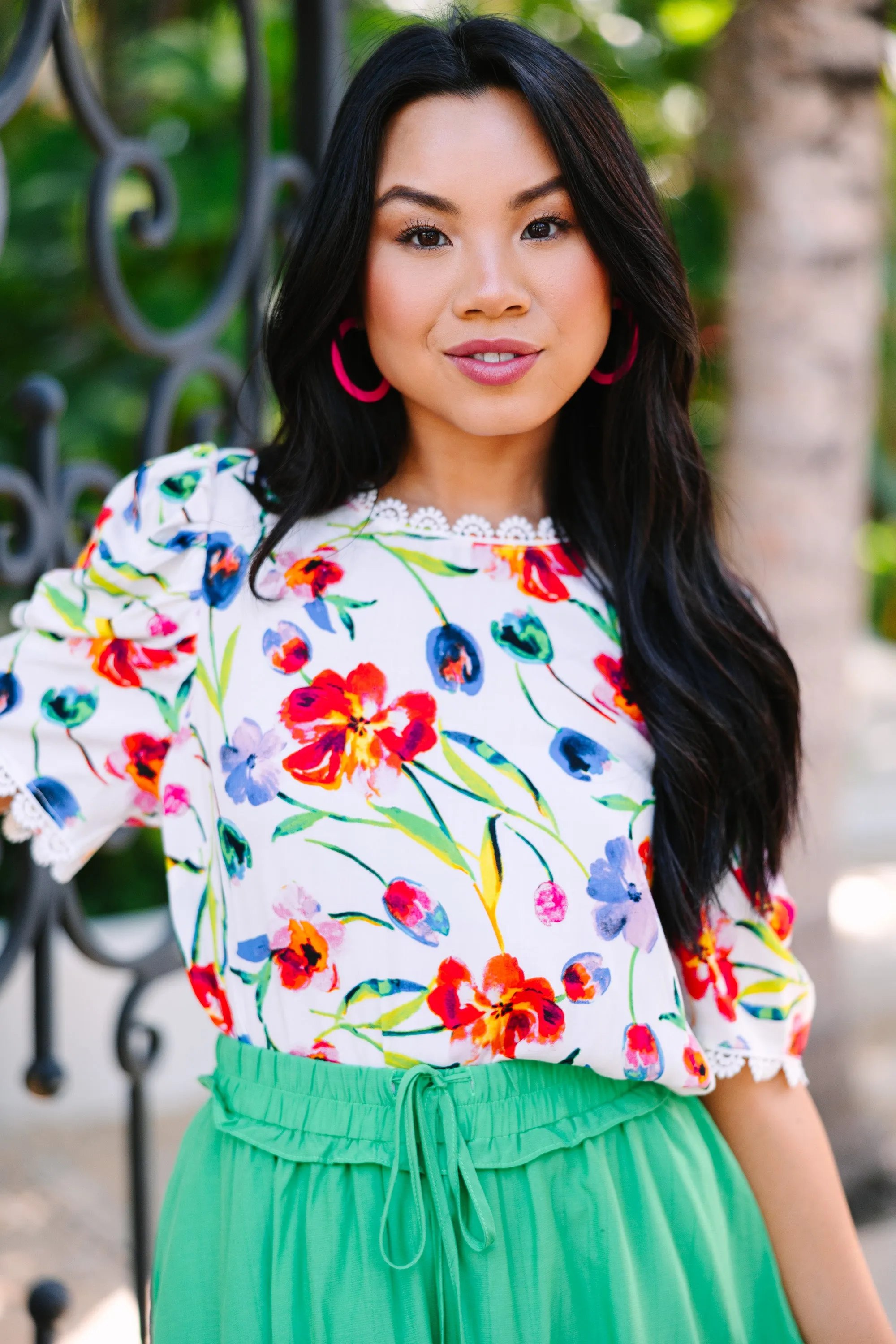 Been Through It All Ivory White Floral Blouse