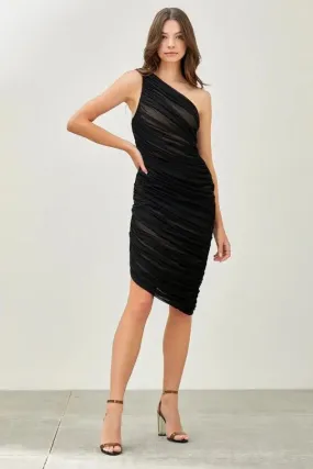 Black Mesh One Shoulder Dress