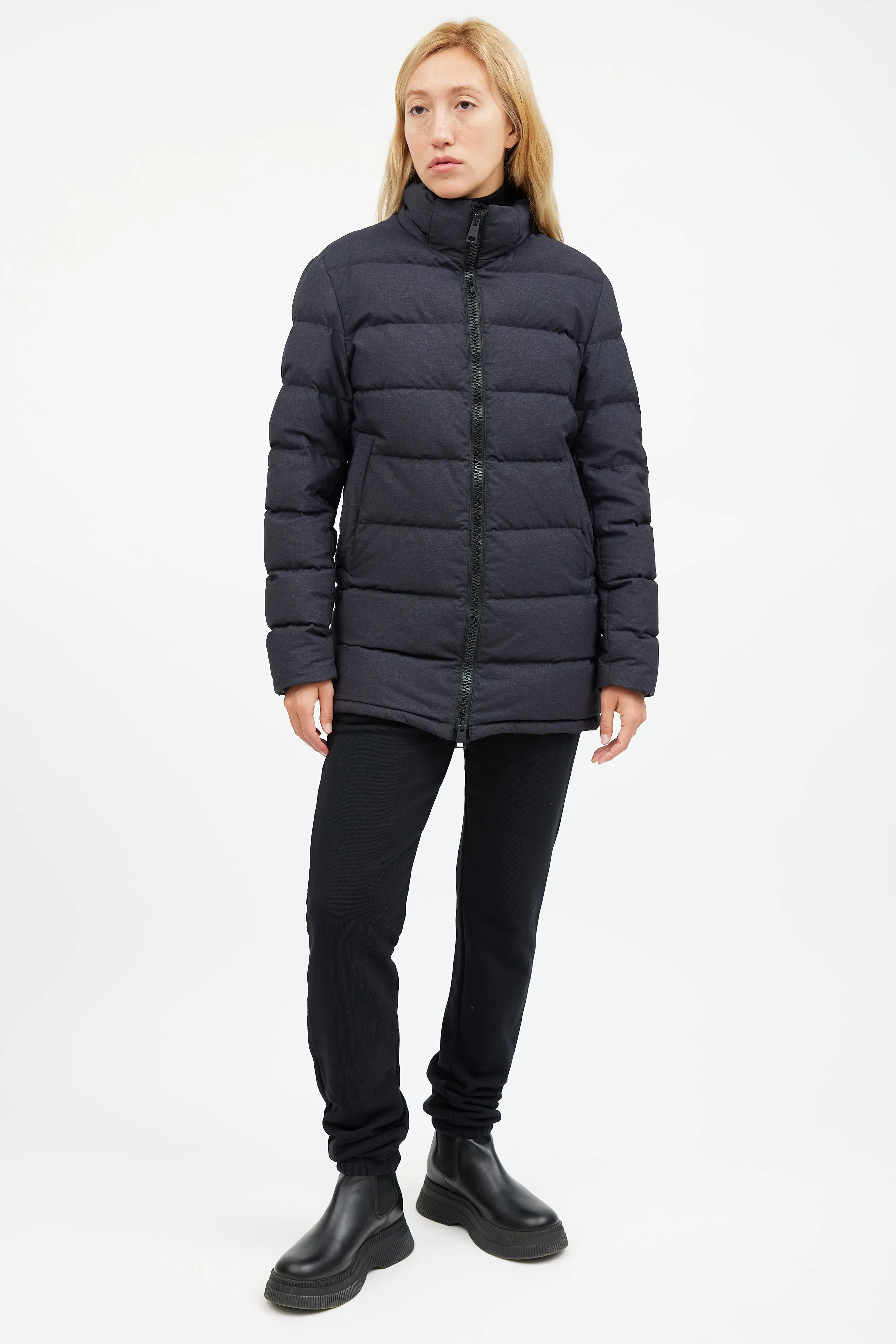 Blacked Quilted Down Jacket