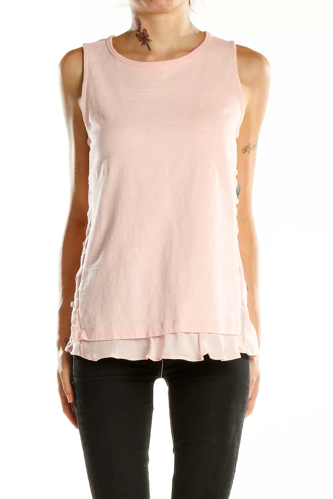 Blush Pink Sleeveless Layered Tank Top