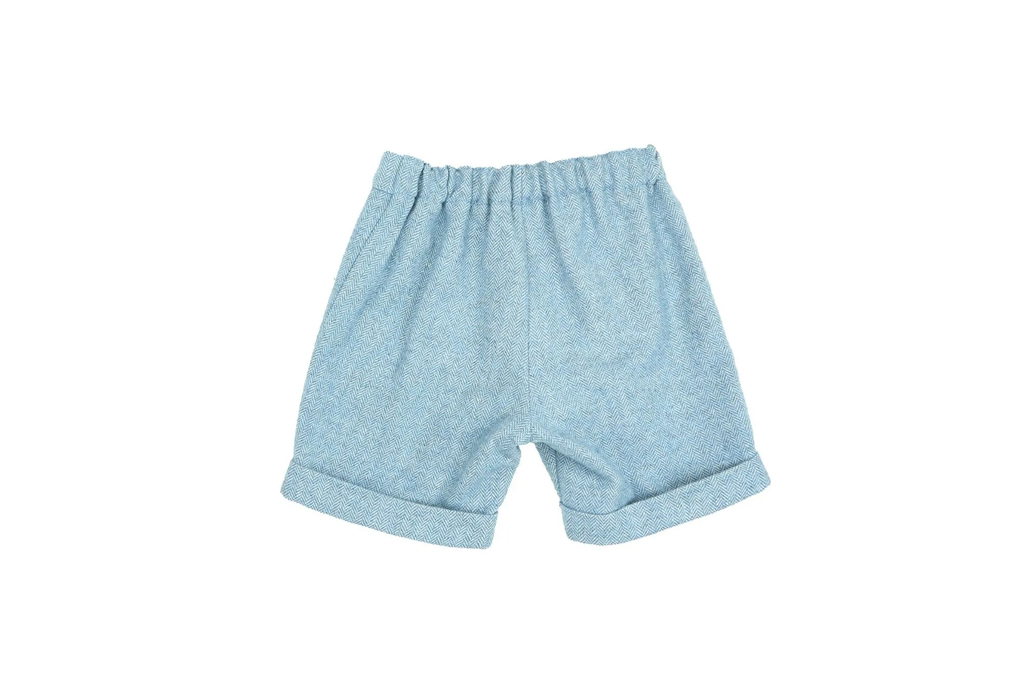 Boy Shorts - Light Blue Herringbone