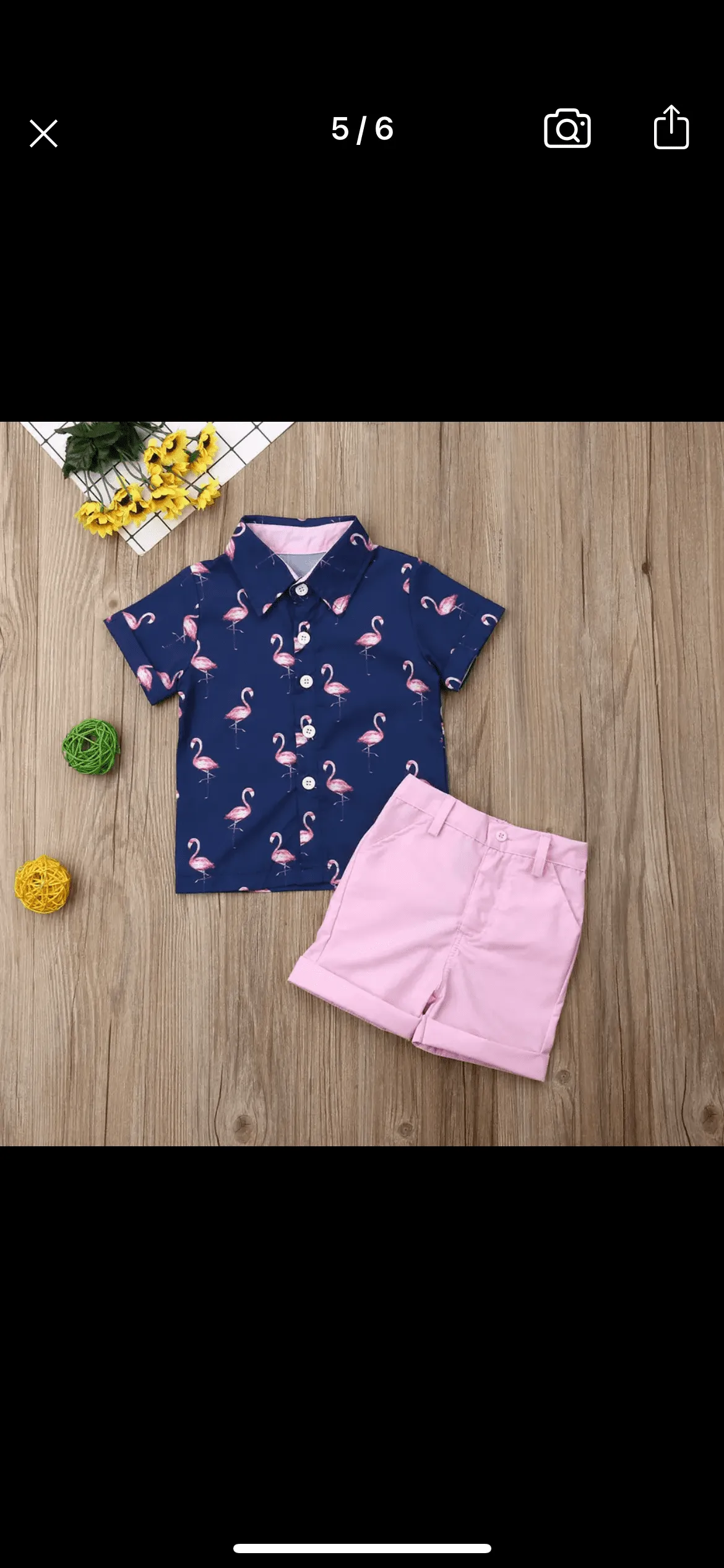 Boys Flamingo Button Shirt & Pink Shorts Set