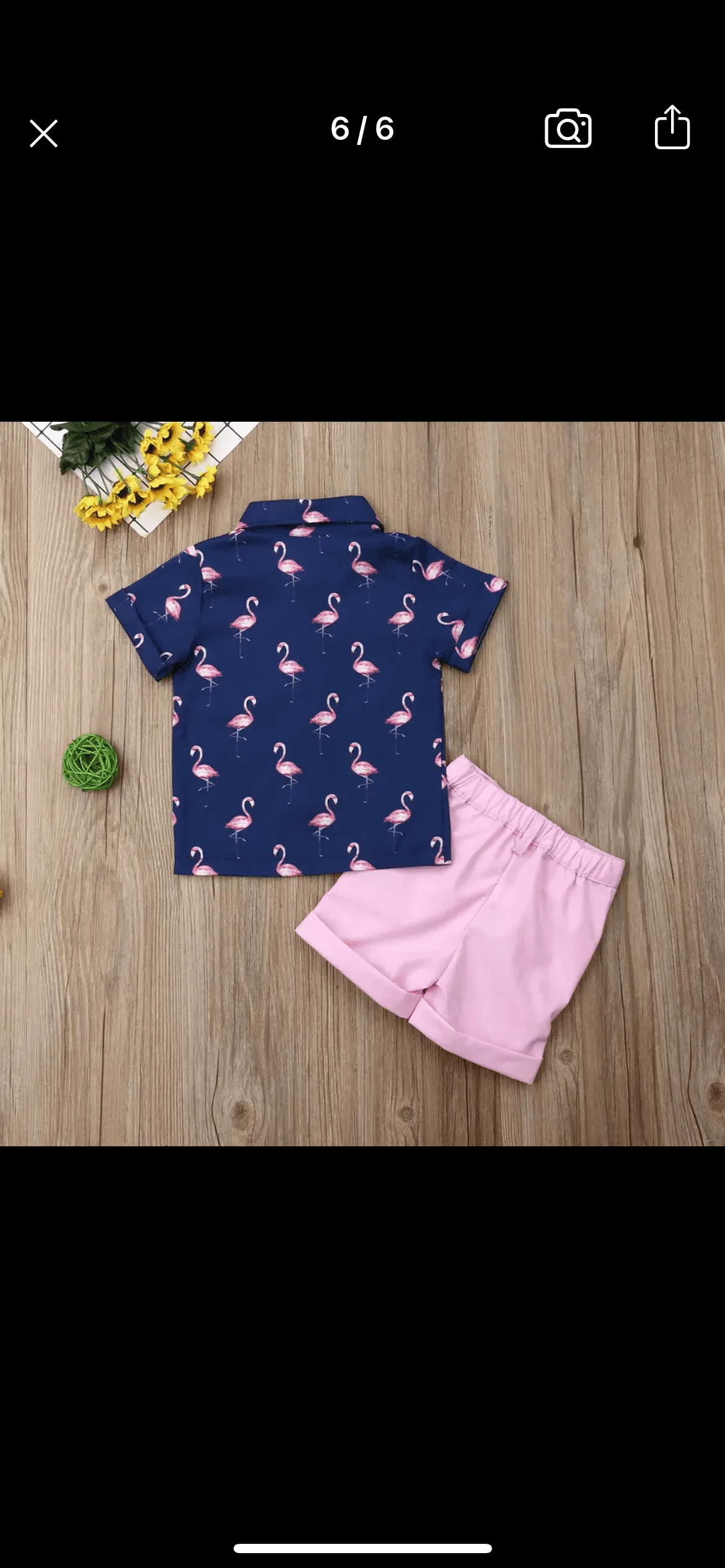 Boys Flamingo Button Shirt & Pink Shorts Set