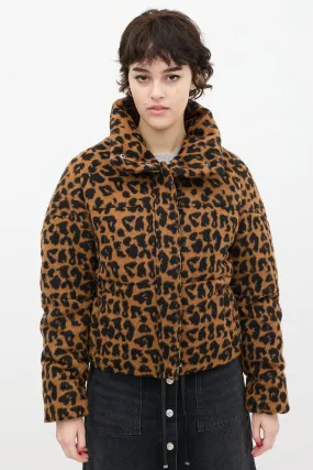 Brown & Black Printed Faux Fur Puffer