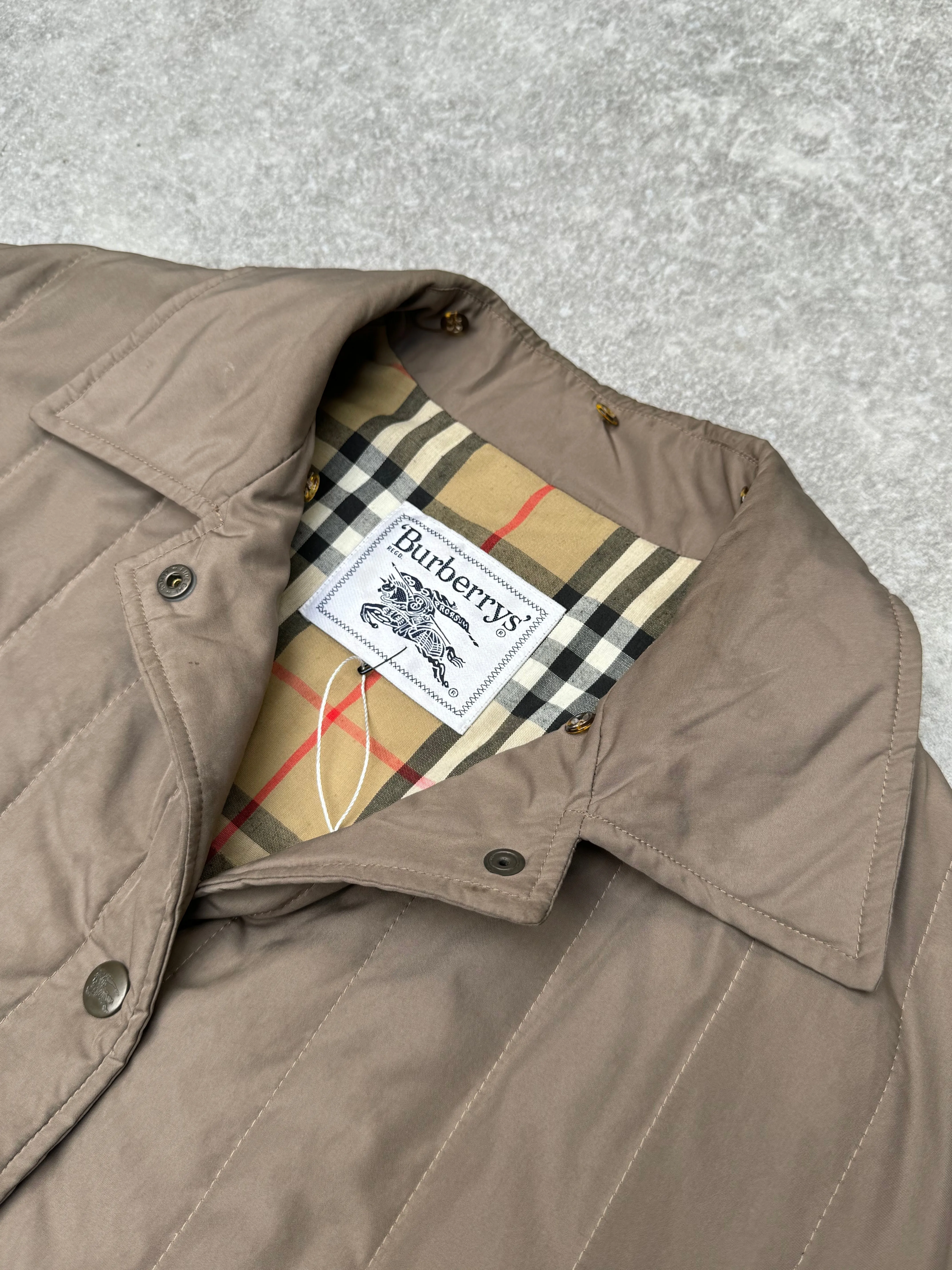 Burberry Beige Nova Check Lined Quilted Coat