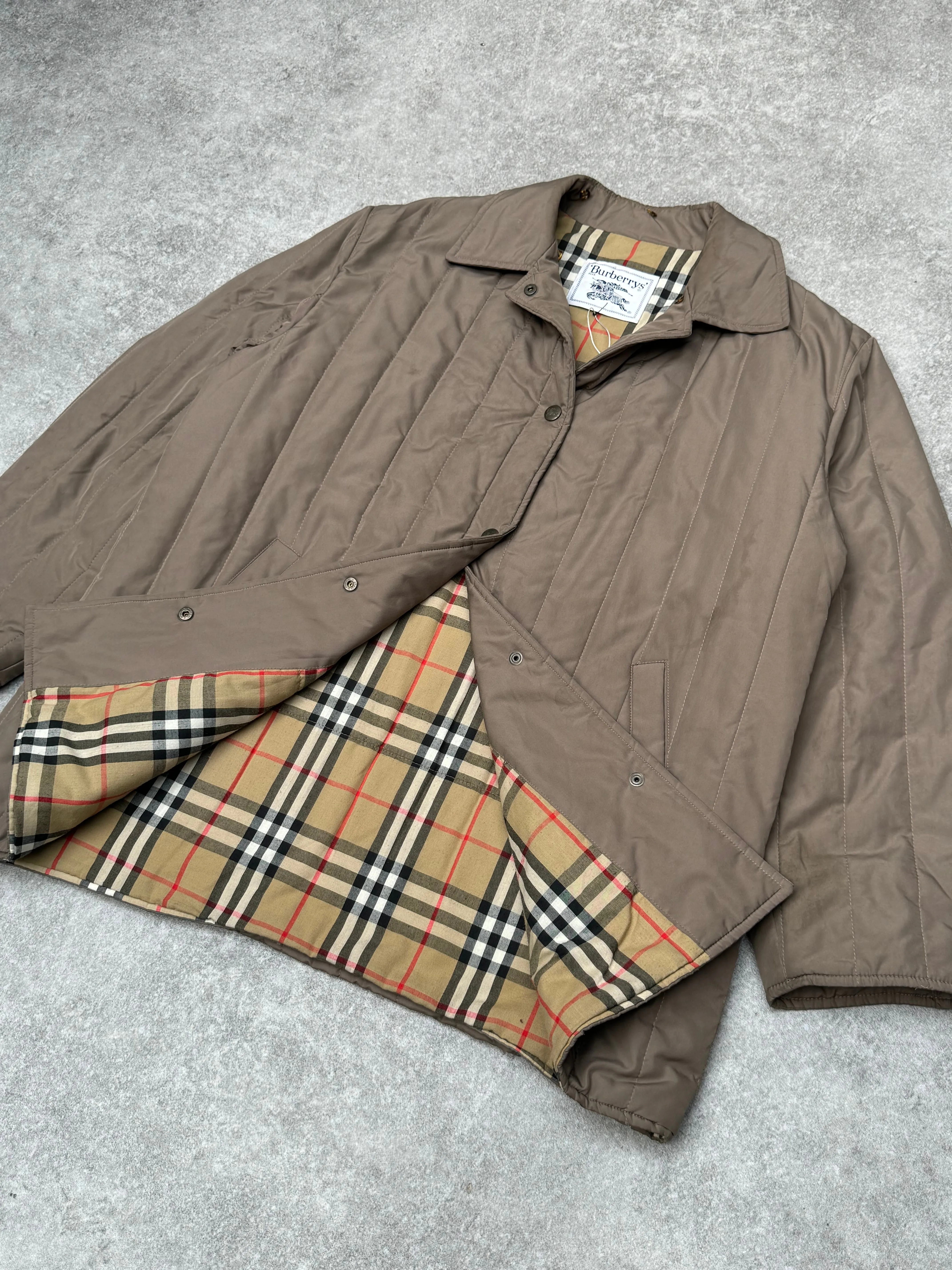 Burberry Beige Nova Check Lined Quilted Coat