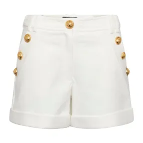 Button Low-Rise Shorts in White