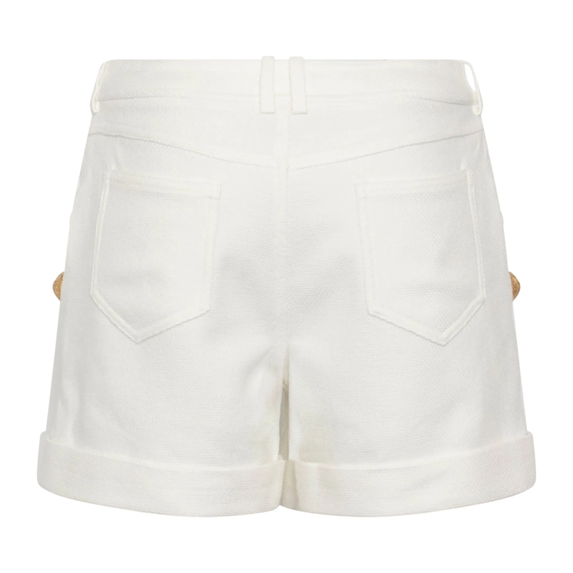 Button Low-Rise Shorts in White