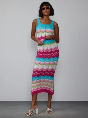 Chevron Flared Midi Skirt