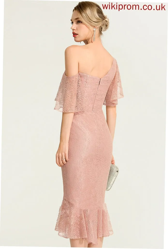 Cocktail Dress Gretchen Asymmetrical Cocktail Dresses One-Shoulder Lace Trumpet/Mermaid