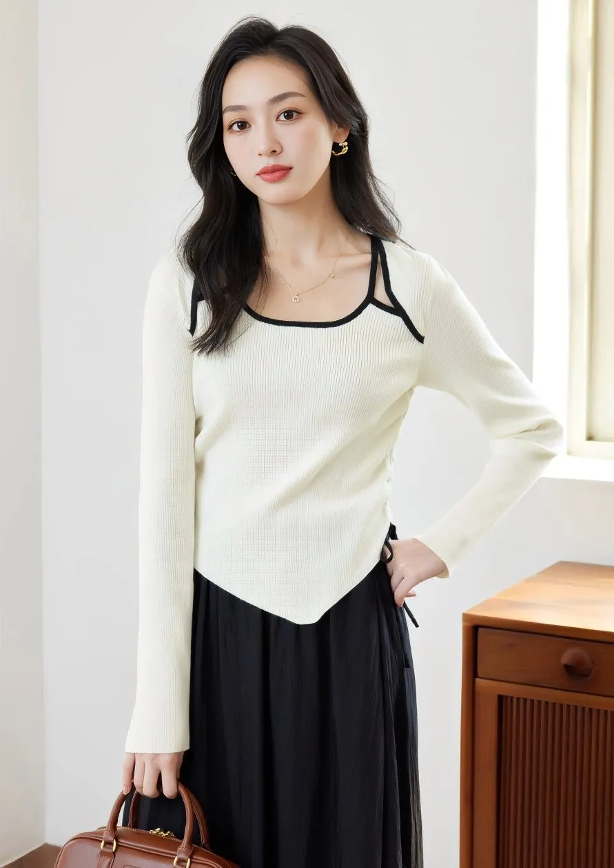 CONTRAST EDGING LAYERED KNIT