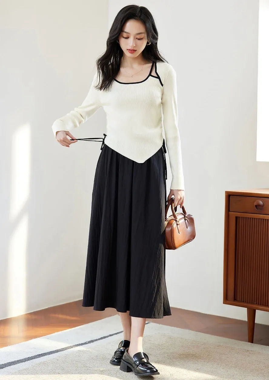 CONTRAST EDGING LAYERED KNIT