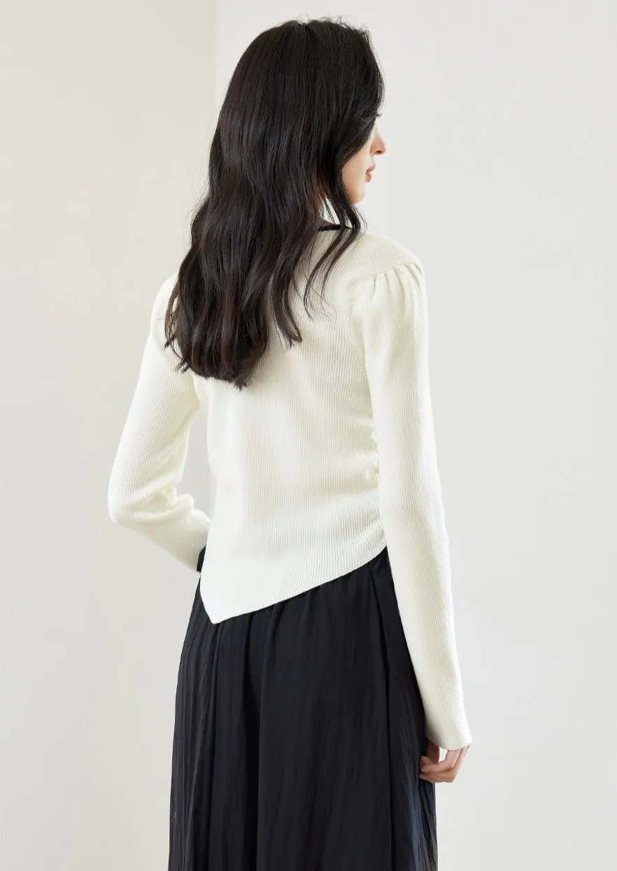 CONTRAST EDGING LAYERED KNIT