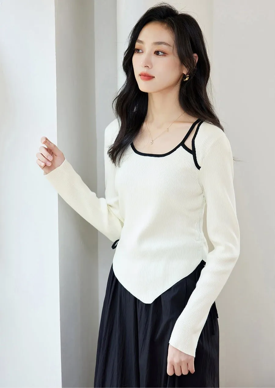 CONTRAST EDGING LAYERED KNIT