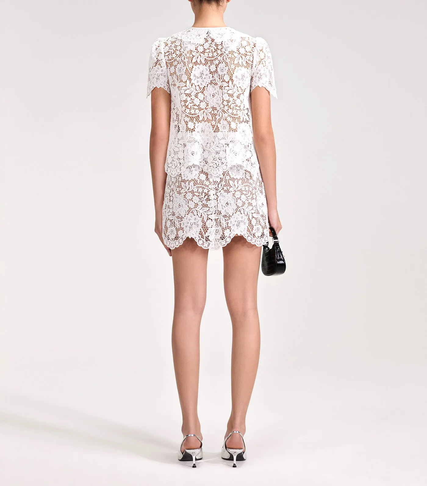 Cord Lace Mini Skirt White