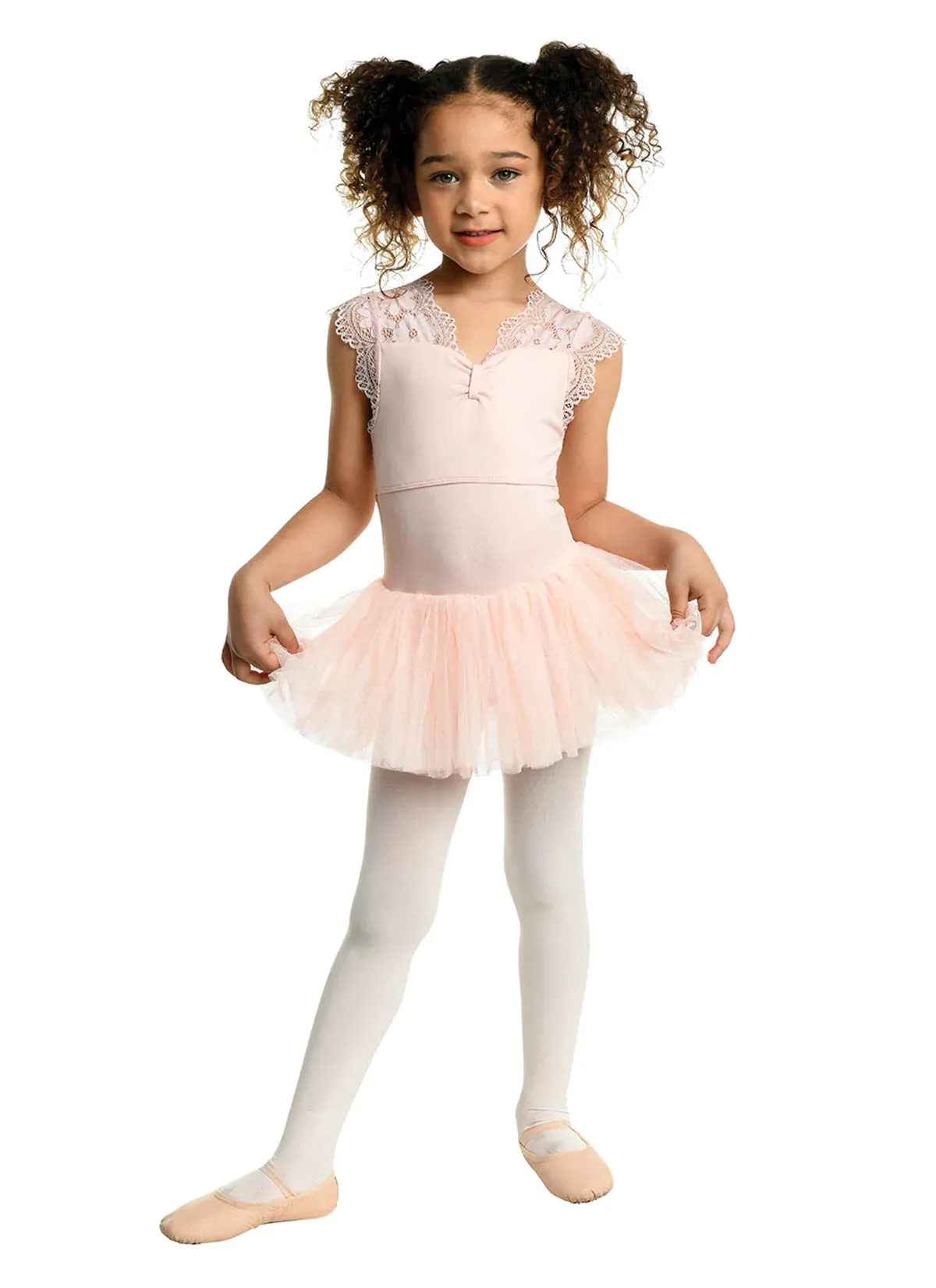 Danznmotion Kids Brielle Cap Sleeve Lace Dress