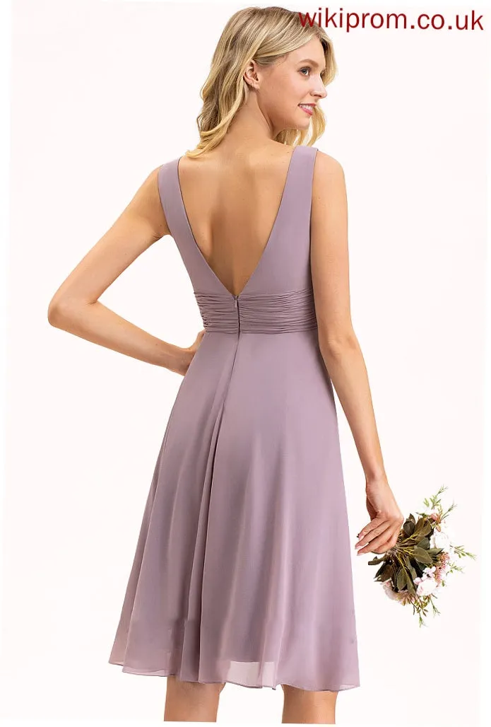 Fabric Length Silhouette Embellishment Asymmetrical A-Line Neckline V-neck Ruffle Amiya Spaghetti Staps A-Line/Princess Bridesmaid Dresses