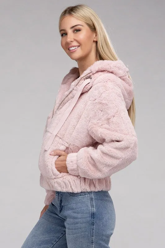 Fluffy Zip-Up Teddy Hoodie