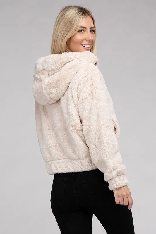 Fluffy Zip-Up Teddy Hoodie