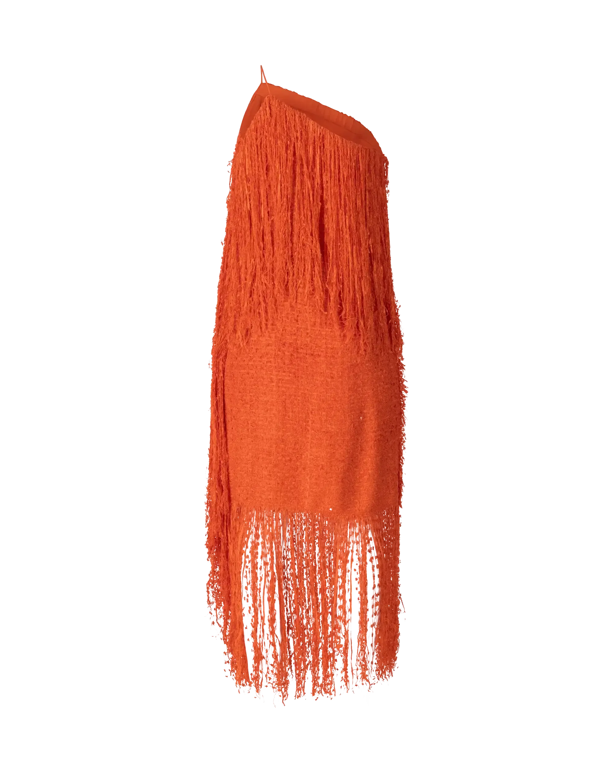 Fringe-Detailed One Shoulder Dress