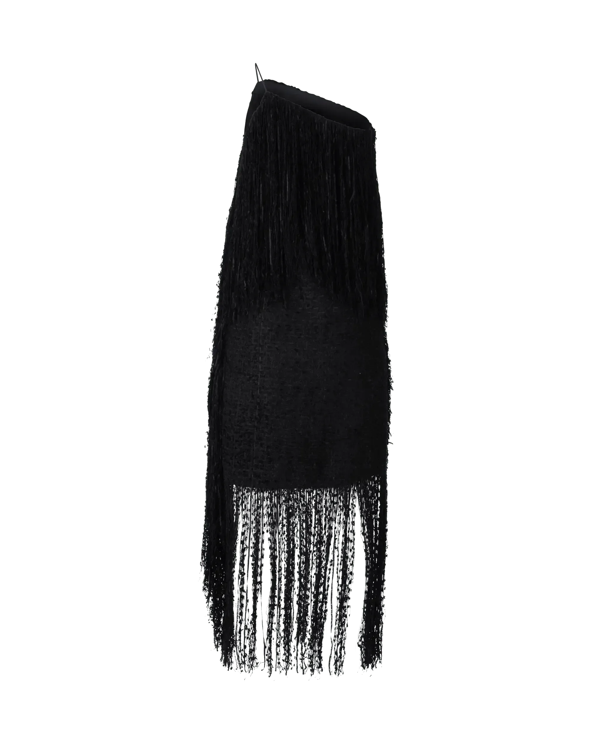 Fringe-Detailed One Shoulder Dress