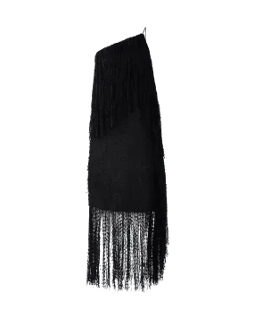 Fringe-Detailed One Shoulder Dress