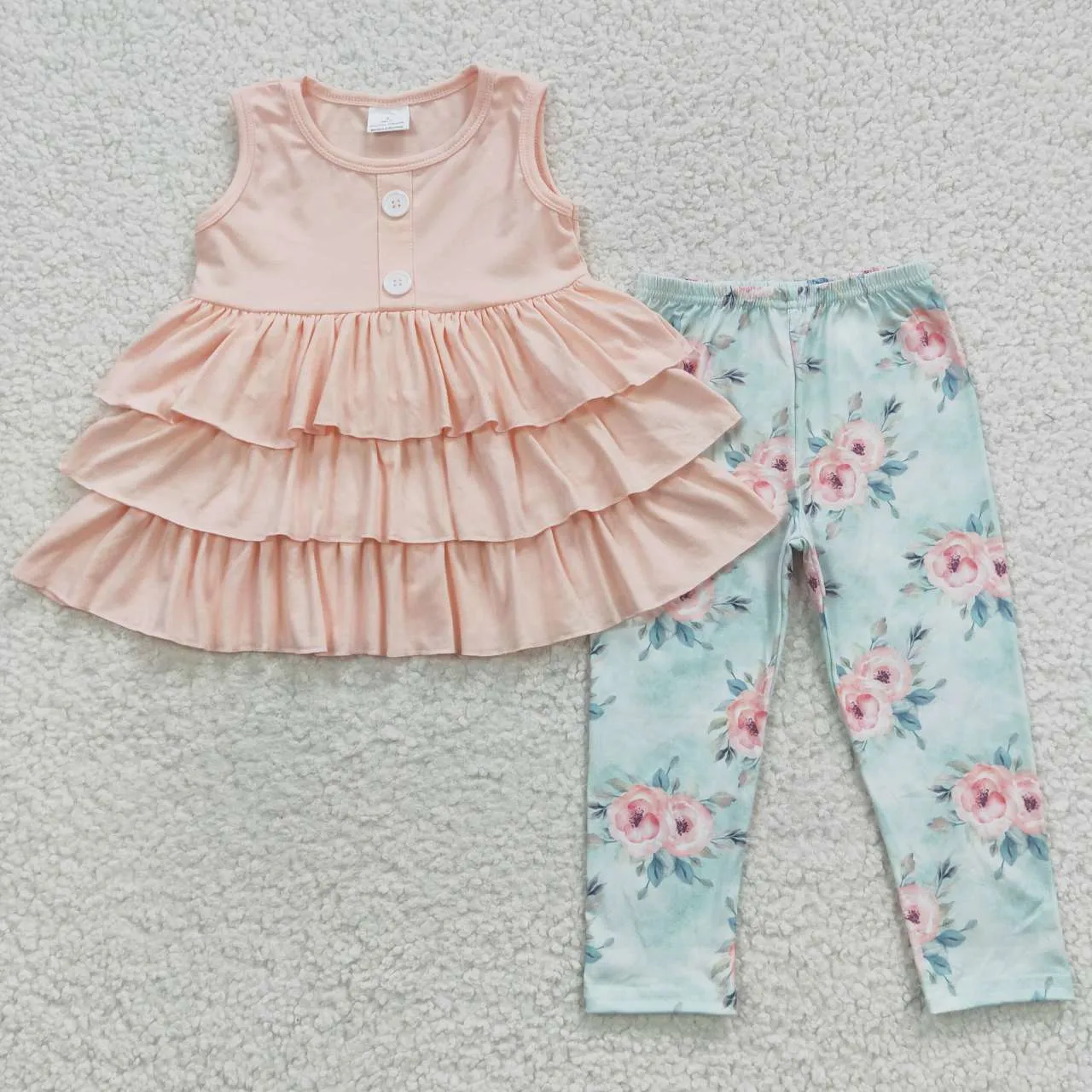 girls layered tops floral bottoms sets GSPO0697