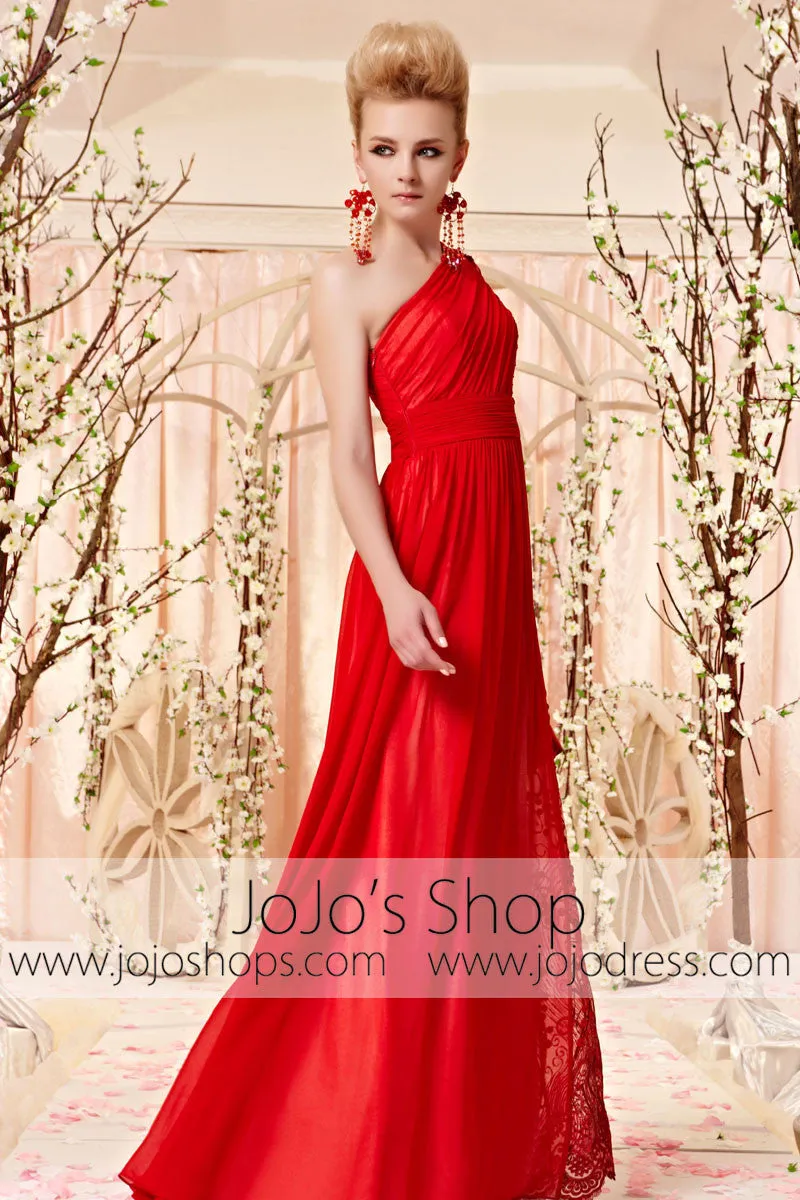 Grecian Red One Shoulder Evening Dress CX830363