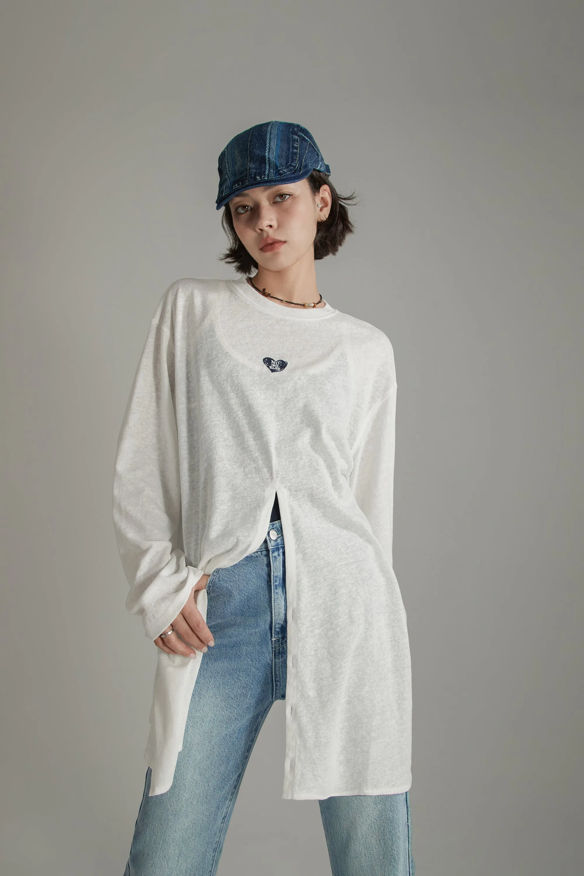 Heart Slit Long T-Shirt