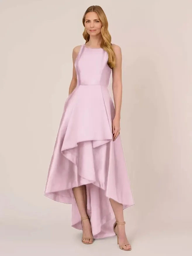 Jewel Neck Sleeveless A-Line Ruffles Asymmetrical Wedding Guest Dresses