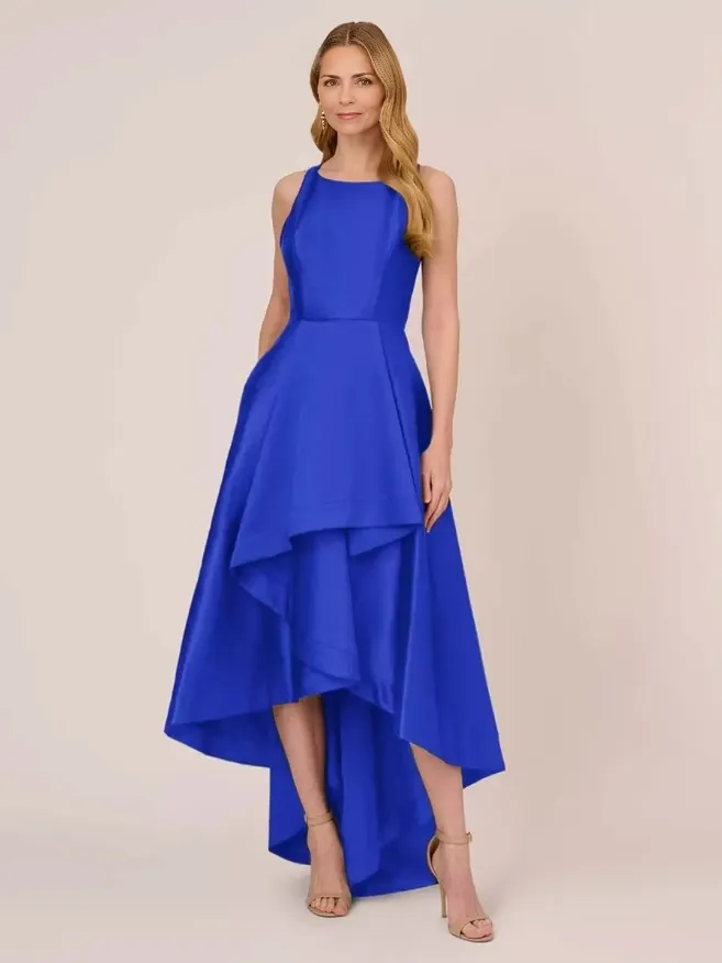 Jewel Neck Sleeveless A-Line Ruffles Asymmetrical Wedding Guest Dresses