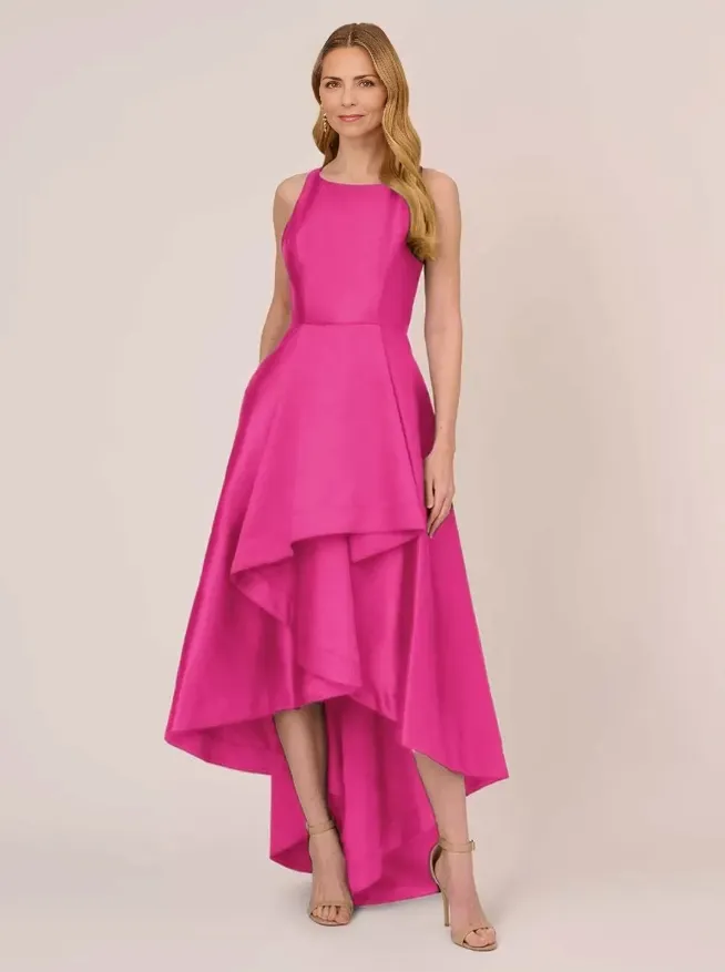 Jewel Neck Sleeveless A-Line Ruffles Asymmetrical Wedding Guest Dresses