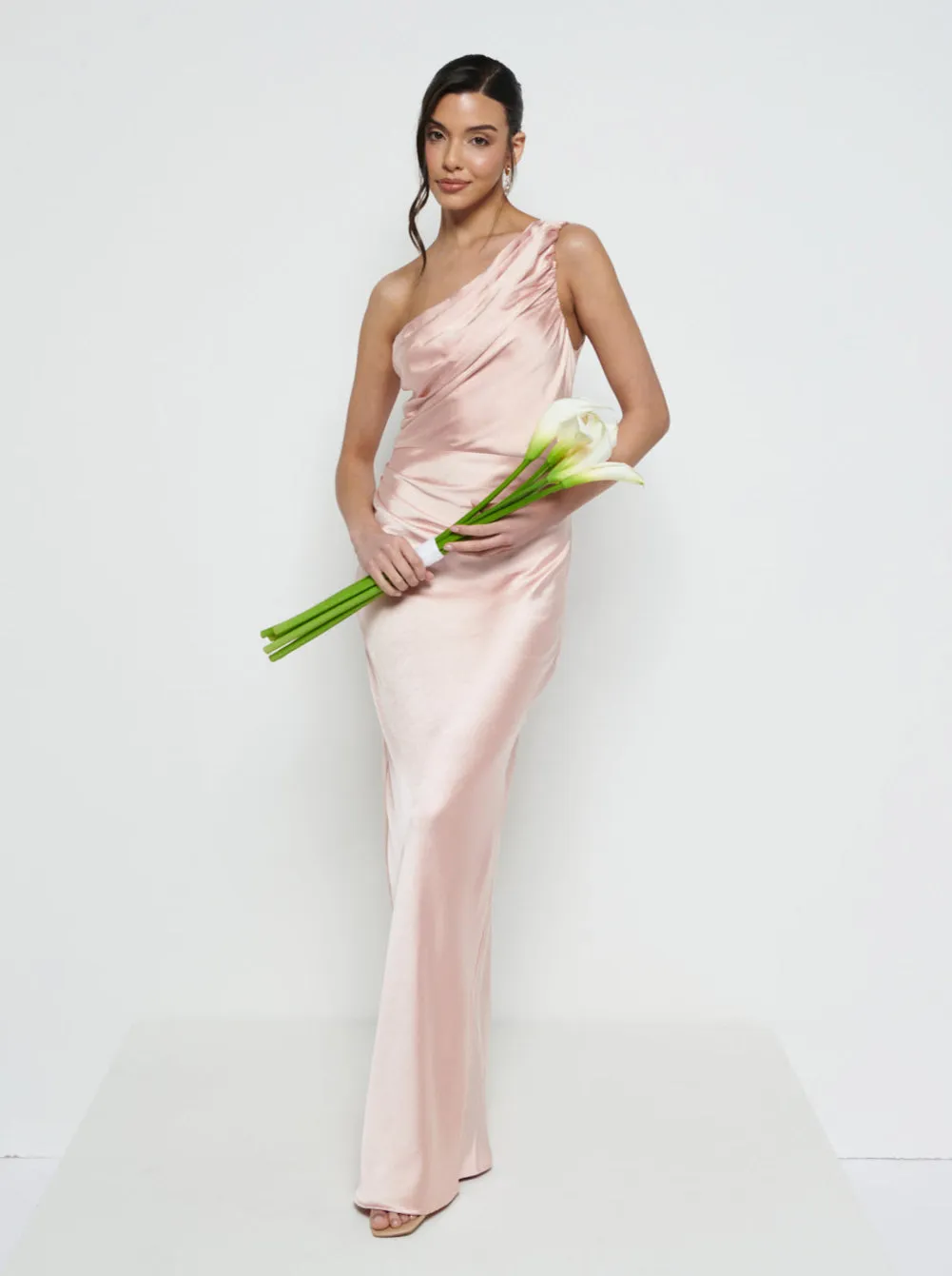 Juliet Ruched Maxi Bridesmaid Dress - Matte True Blush