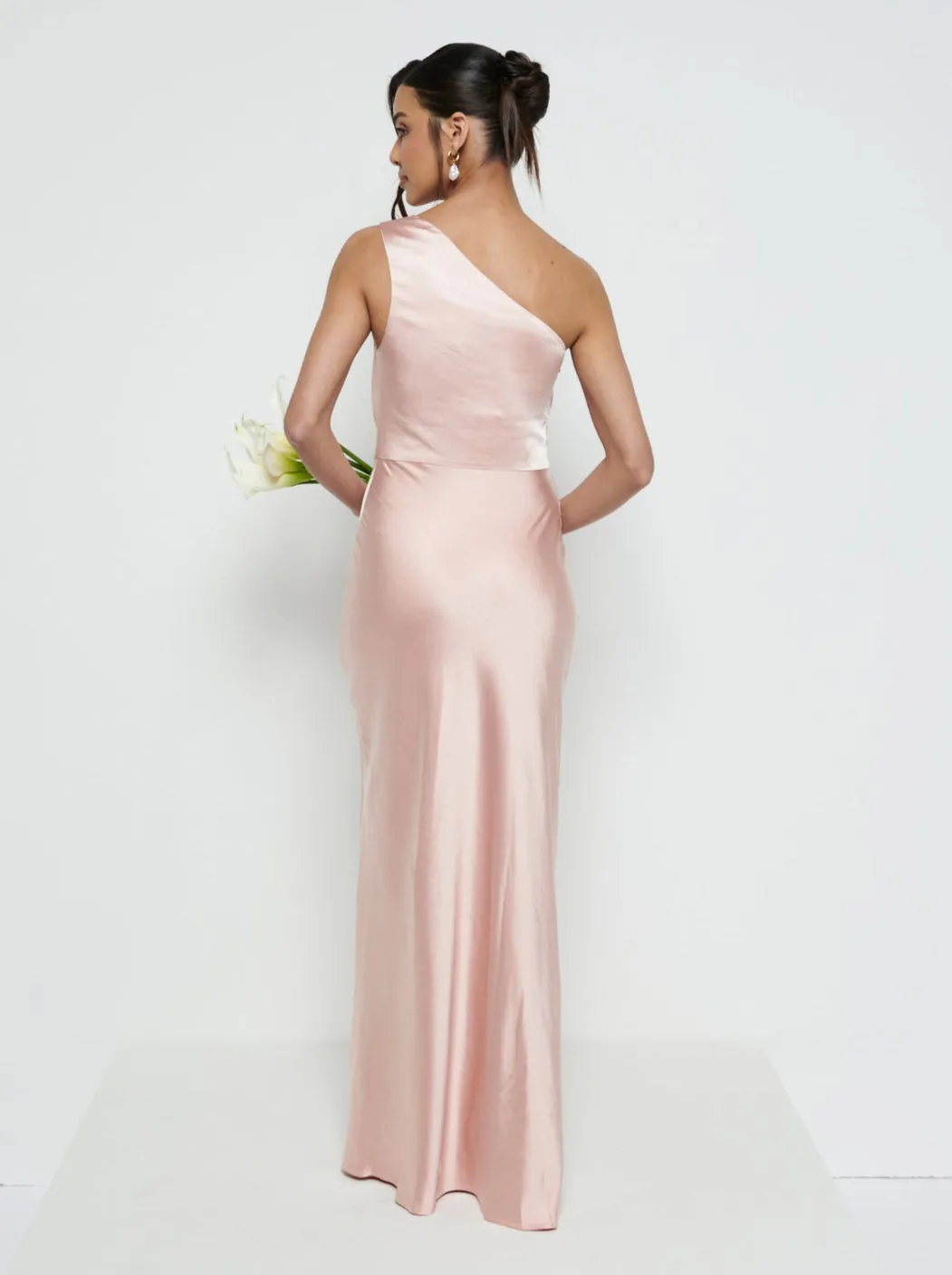 Juliet Ruched Maxi Bridesmaid Dress - Matte True Blush