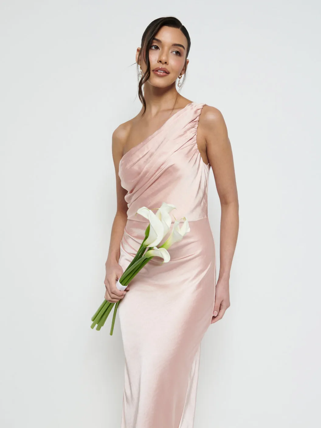 Juliet Ruched Maxi Bridesmaid Dress - Matte True Blush