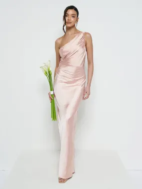 Juliet Ruched Maxi Bridesmaid Dress - Matte True Blush