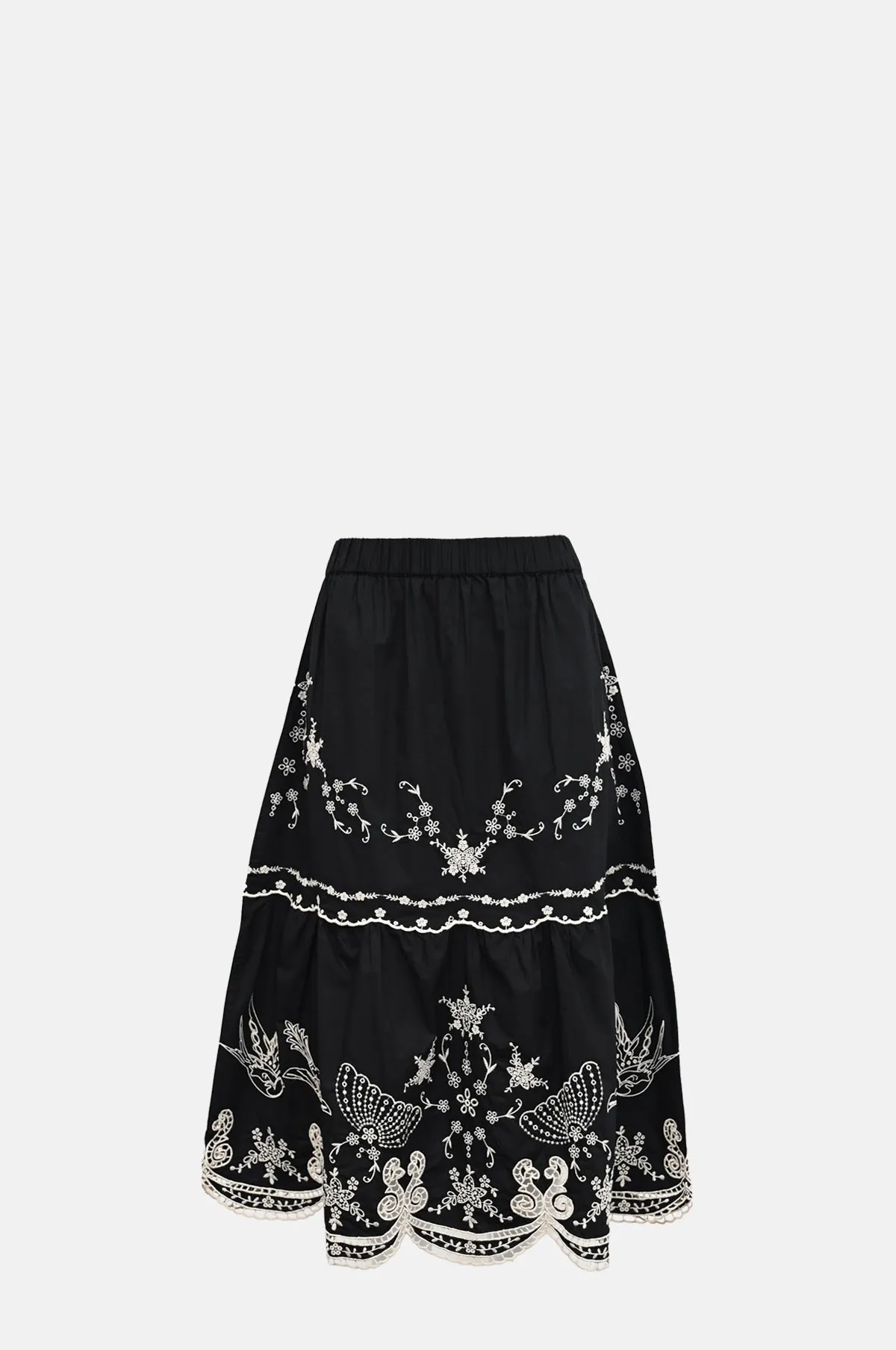 Kingsley Embroidery Skirt Black