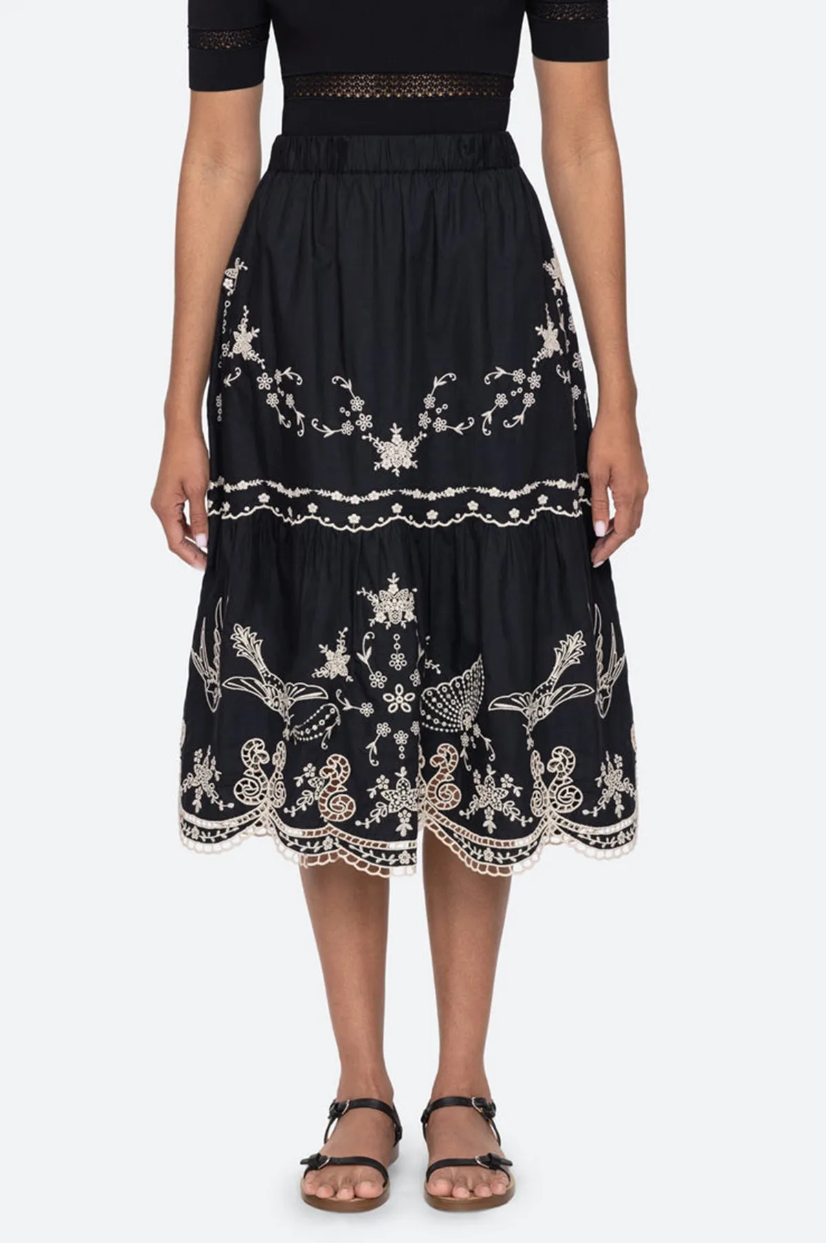 Kingsley Embroidery Skirt Black