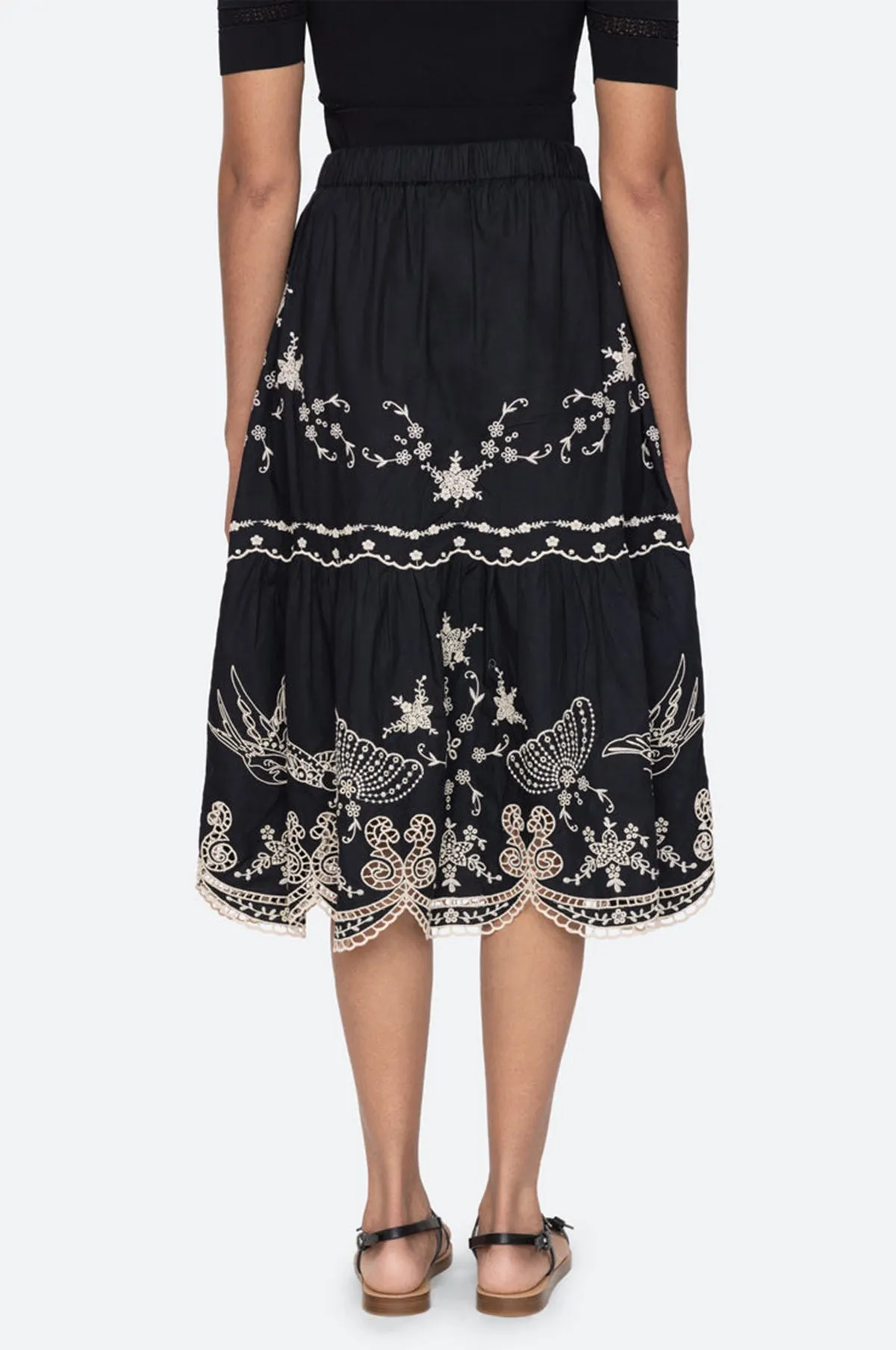 Kingsley Embroidery Skirt Black